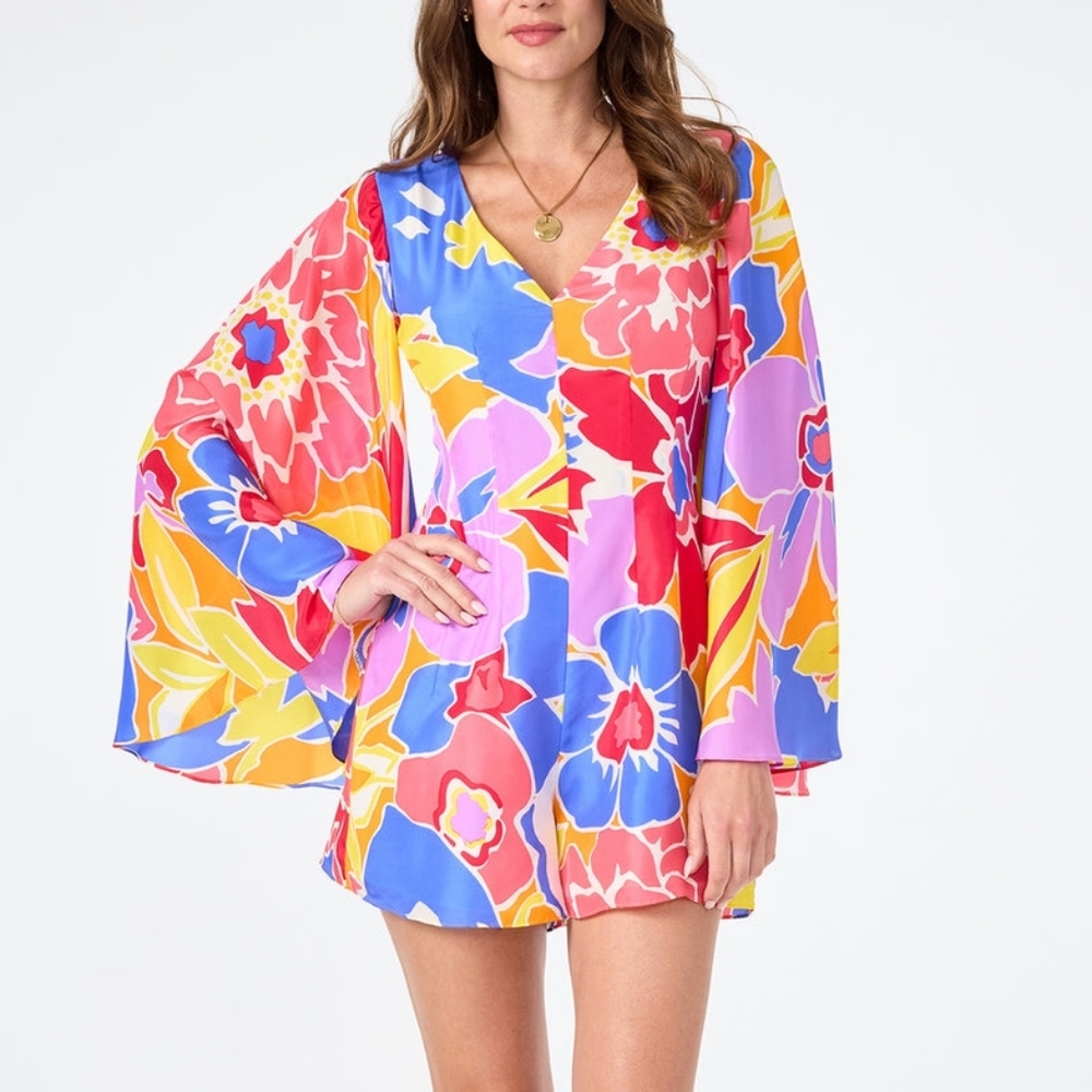 Trina Turk 100% Silk Miera Romper - Spring Break, Beach, Cruise